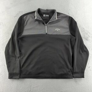 Callaway Pullover Mens Large Black Gray 1/4 Zip Golf Colorblock Top Mock Neck